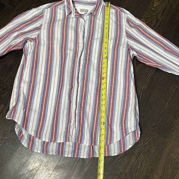 Grayson Shirt Women’s 4 Large Hero Button Up Red White Blue Striped Nautical - Picture 6 of 7
